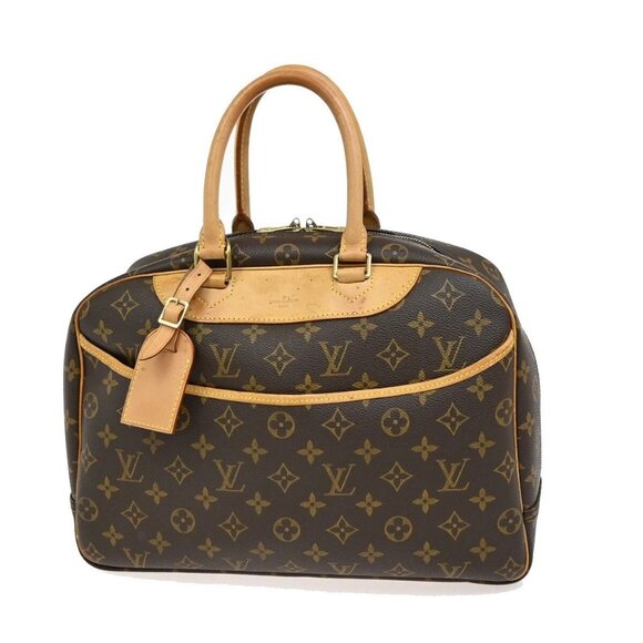 LOUIS VUITTON LV Logo Deauville Hand Bag Monogram Leather Brown M47270 83FB843